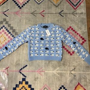 light blue sheep sweater